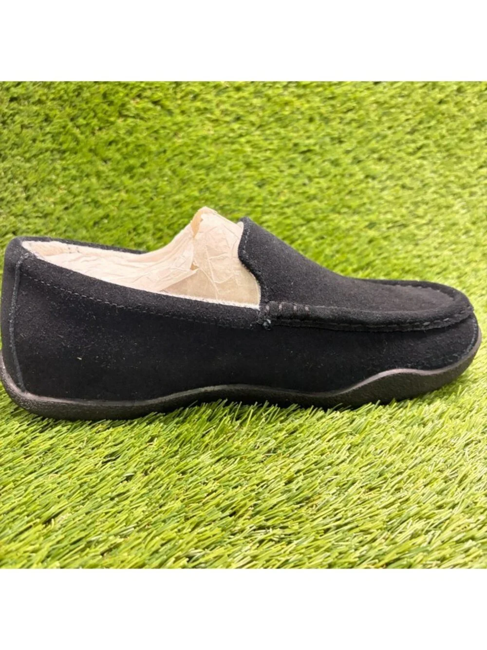 Kuru Loft Mens Size 9 Triple Black Casual Walking Suede Moccasin Slippers Shoes